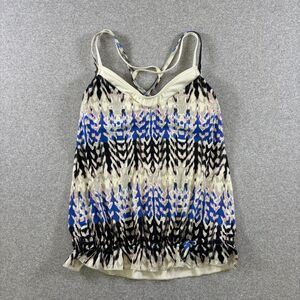 Athleta Tankini Swim Top XS Ikat Print Blue Black Cream Adjustable Strap